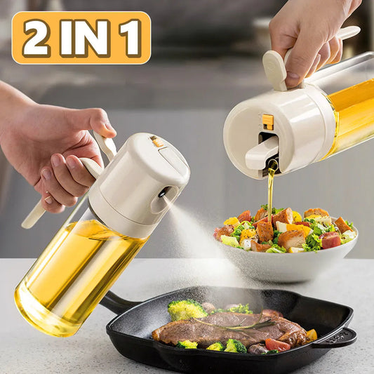 2 In 1 Oil Sprayer Bottle BBQ Cooking Oil Dispenser Olive Oil Pourers Sprayer Kitchen Baking Oil Mister Vinegar Bottle WAUTTON