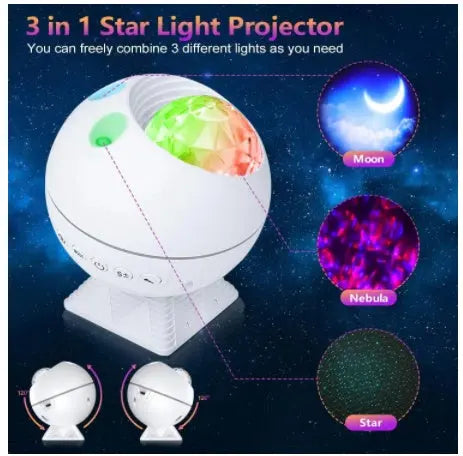 Voice Control Spherical LED Vehicle Watermark Starry Sky Projection Lamp Galaxy Projector WAUTTON