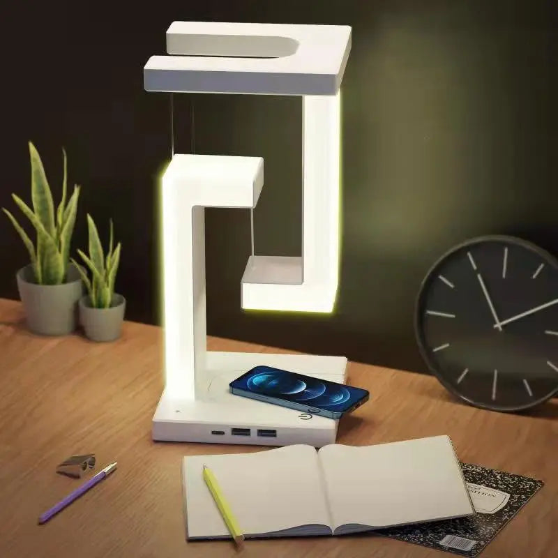 Creative Smartphone Wireless Charging Suspension Table Lamp Balance Lamp Floating For Home Bedroom WAUTTON